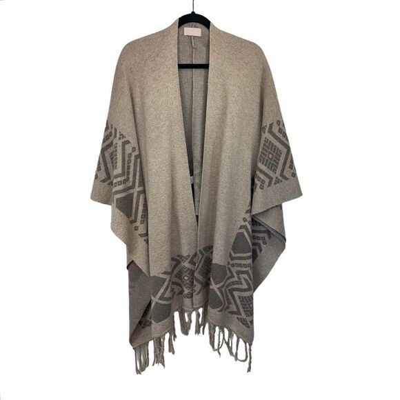 Farrow Tan Aztec Print Blanket Wrap Poncho, OS - Picture 2 of 10